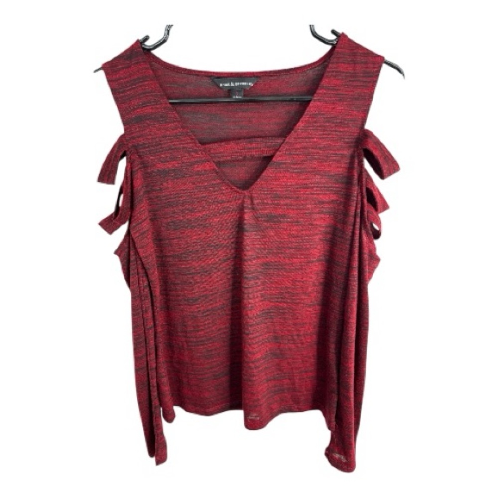 Rock & Republic Women’s Red Cut-Out Cold Shoulder Long Sleeve Top Size S
